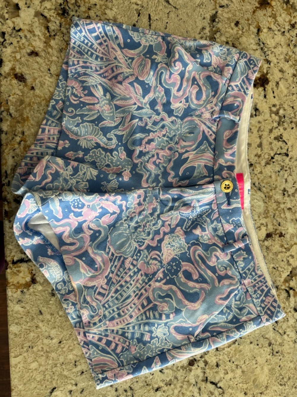 Lilly Pulitzer Blue and Pink Printed High-Waist Shorts